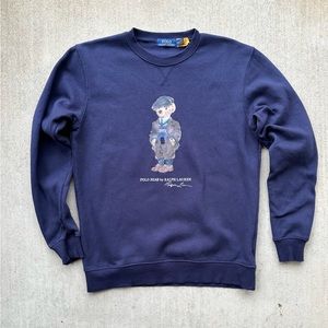 Ralph Lauren Polo Bear Sweatshirt Men Size Medium Crew Neck Navy
